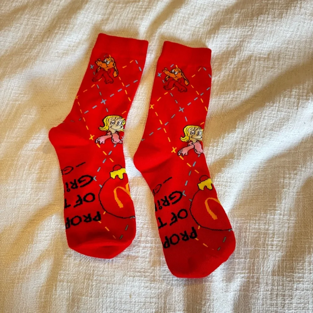 Grinch Meal McDonald’s Socks Red OS Holiday‎ Christmas Festive Collectable